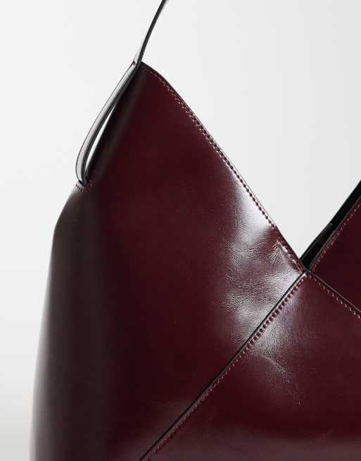 ASOS DESIGN – Tragetasche in Burgunderrot mit Bahnendesign, 3 von 4