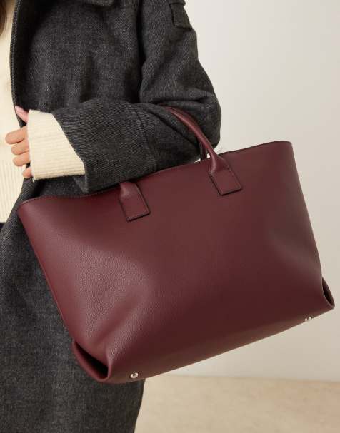 ASOS DESIGN – Tragetasche in Burgunderrot mit Tragegriff - view 1