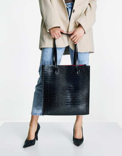 ASOS DESIGN – Tragetasche in Kroko-Optik mit Laptop-Fach - view 1