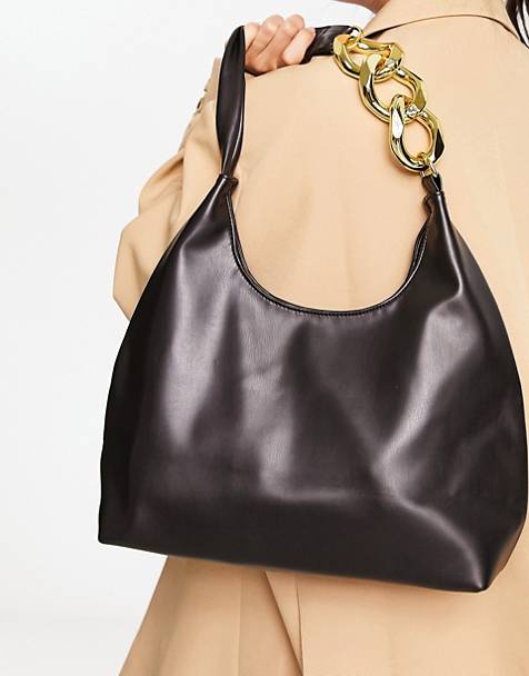 schultertasche aus leder im farbblockdesign in Schwarz ASOS Damen Taschen Hobo Taschen und Geldbörsen 