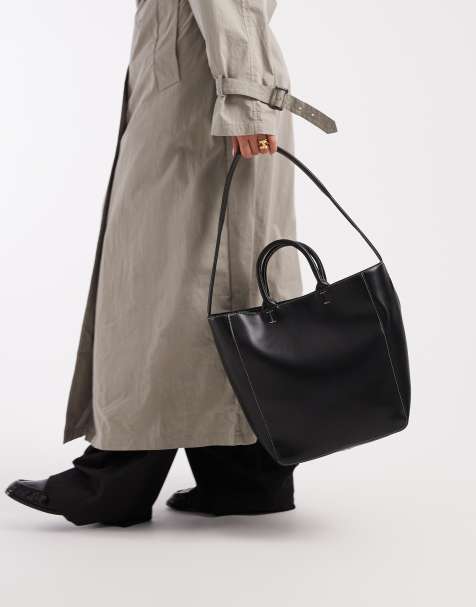 ASOS DESIGN – Tragetasche in Schwarz mit zwei Henkeln und Kontrastnaht - view 1