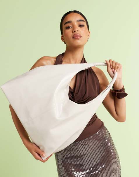ASOS DESIGN – Tragetasche in Wollweiß mit gewickeltem Henkel - view 1