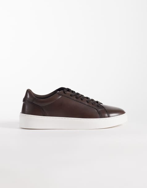 ASOS DESIGN trainer in brown leather - view 1