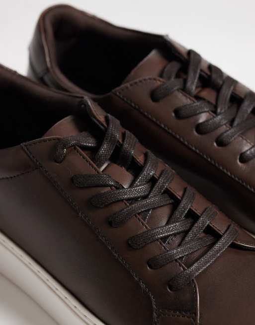 ASOS DESIGN trainer in brown leather, 4 of 5