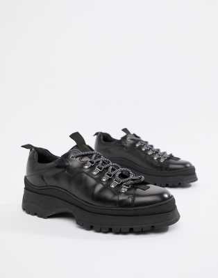 black leather chunky trainers