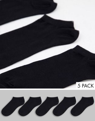 ASOS DESIGN trainer sock in black 5 pack