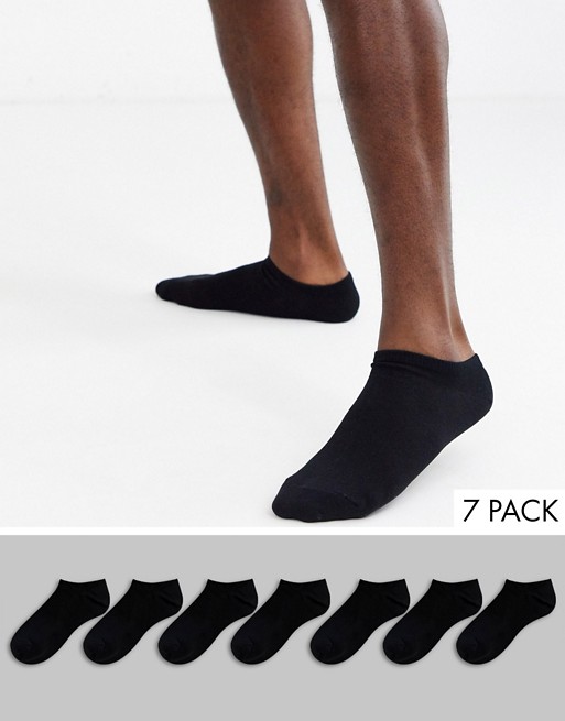 ASOS DESIGN trainer sock in black 7 pack