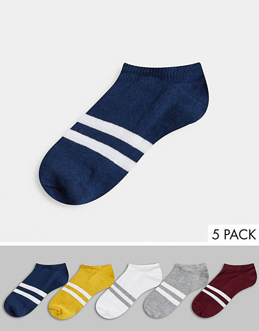 ASOS DESIGN trainer socks with striped design 5 pack | ASOS