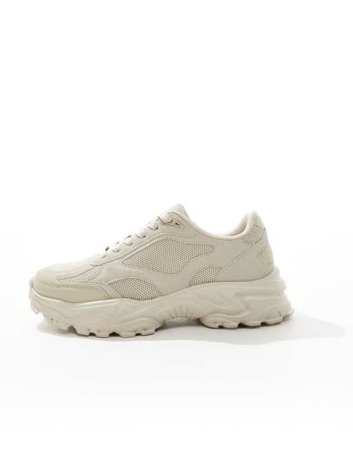 ASOS DESIGN trainers in beige with mesh panels, 2 of 5