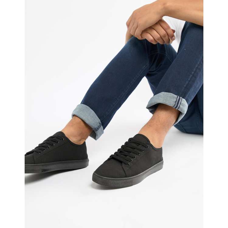 ASOS DESIGN trainers in black canvas ASOS