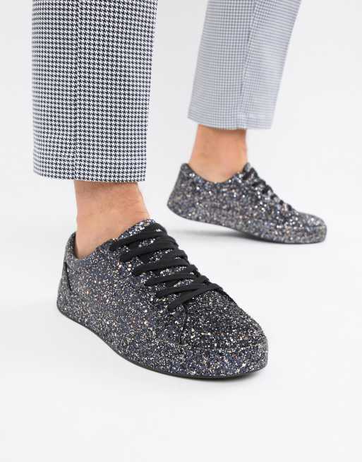 Black glitter store trainers womens