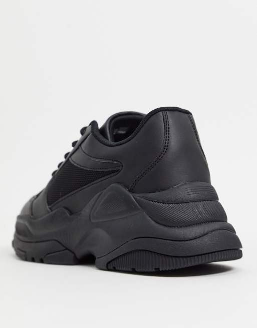 Asos high top outlet sneakers in black mesh