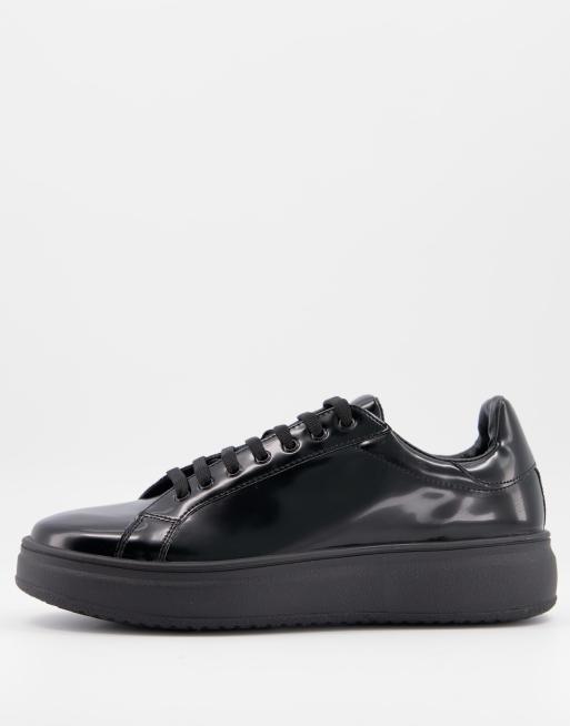 ASOS DESIGN trainers in black patent | ASOS