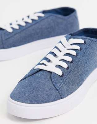 blue canvas trainers