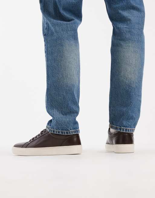 ASOS DESIGN trainers in brown leather, 4 of 5