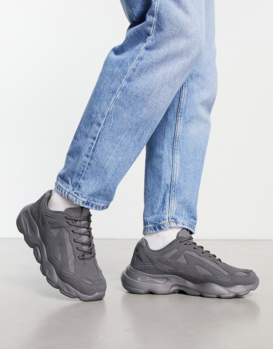 ASOS DESIGN trainers in grey with chunky sole