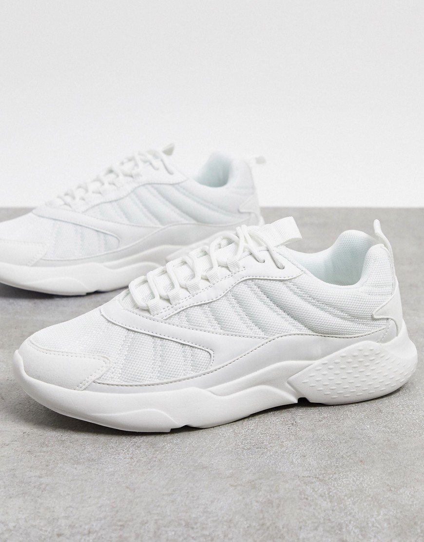 ASOS DESIGN trainers in mixed materials in white