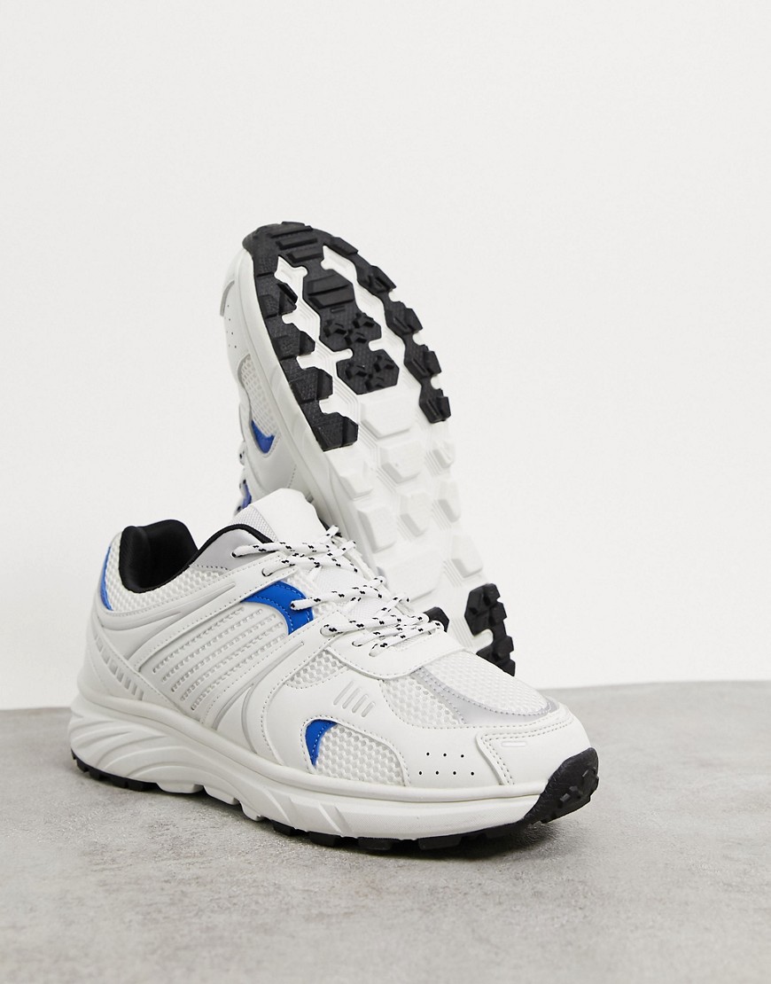 ASOS DESIGN trainers in mixed materials-White