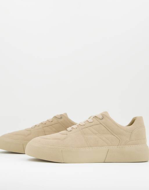 ASOS DESIGN trainers in stone with chunky sole | ASOS