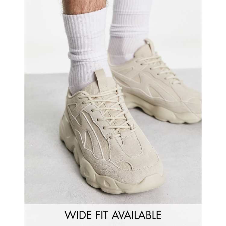 ASOS DESIGN trainers in stone with chunky sole ASOS