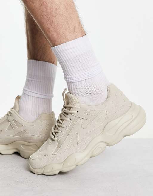 ASOS DESIGN trainers in stone with chunky sole ASOS