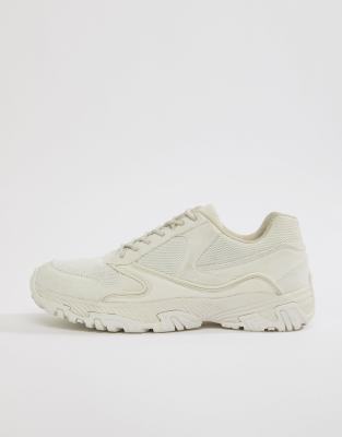 white chunky sole trainers