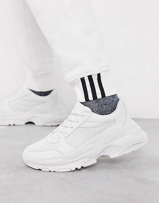 ASOS DESIGN trainers in white mesh with chunky sole