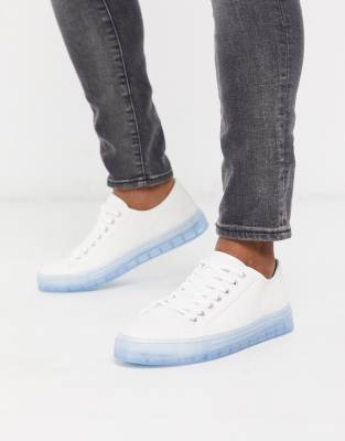 blue trainers with white soles