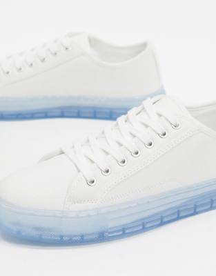 blue trainers with white soles