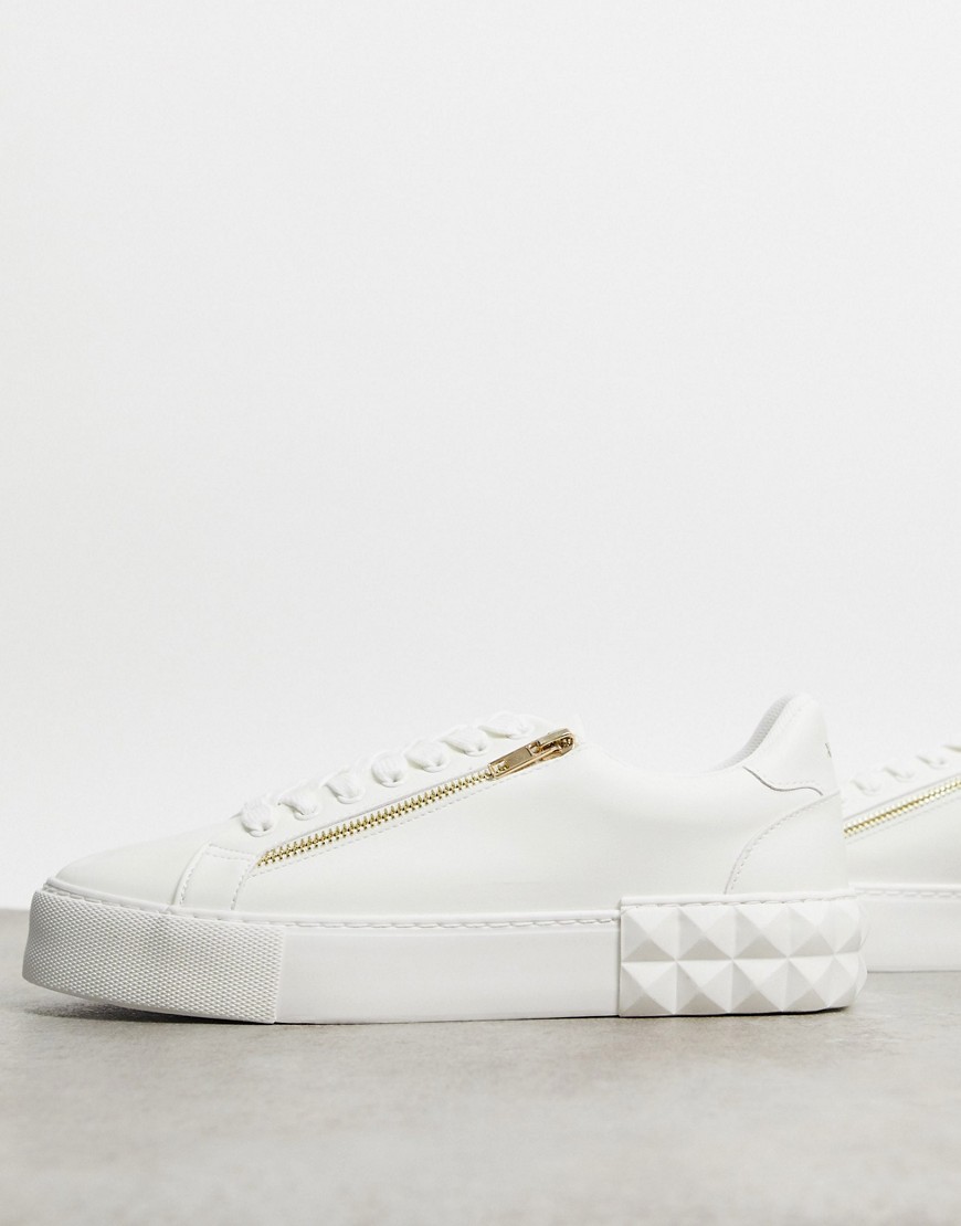 ASOS DESIGN trainers in white with zips and diamond sole