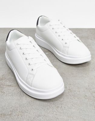 ASOS DESIGN trainers with chunky sole and contrast heel in white