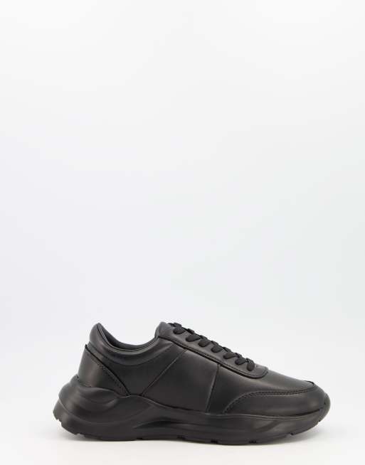 ASOS DESIGN trainers with patent material in black