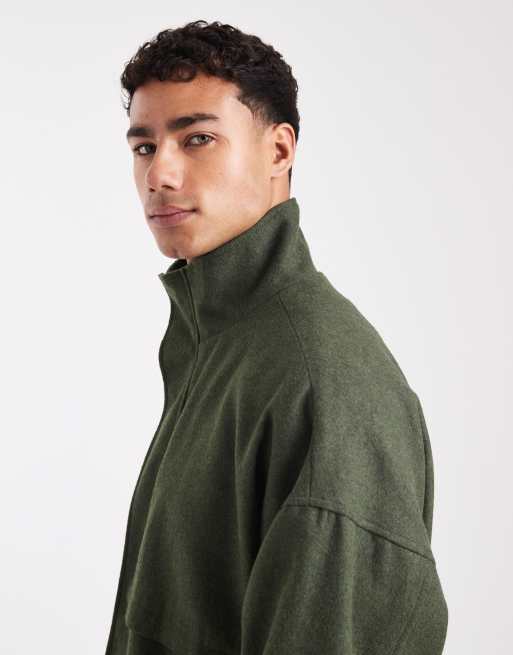 ASOS DESIGN – Trainingsjacke in khaki Wolloptik, 4 von 5