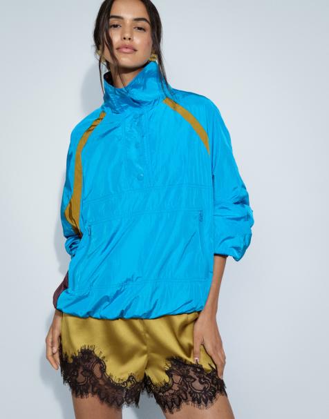 ASOS DESIGN Trainingsjacke mit Colour-Block-Design in Türkis - view 1