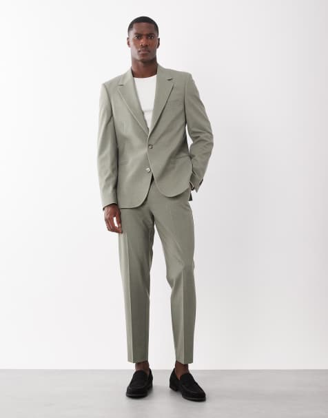 ASOS DESIGN - Traje a cuadros verde claro pequeños de corte entallado - view 1