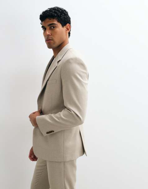 ASOS DESIGN - Traje beis de corte slim de tweed de mezcla de lana - view 1