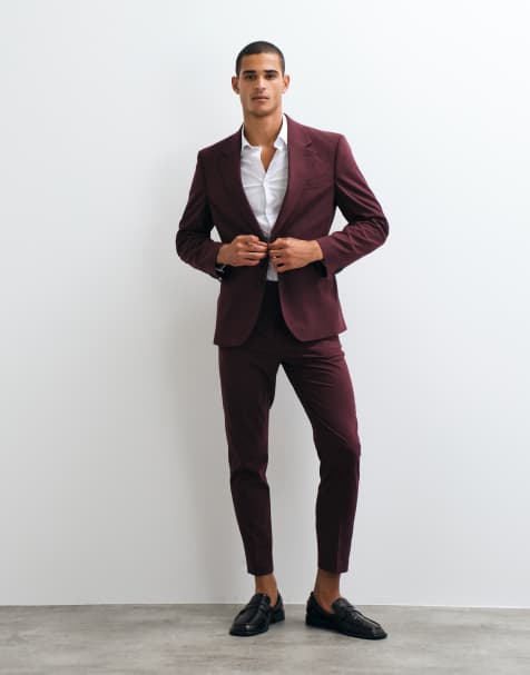 ASOS DESIGN - Traje burdeos de corte tapered - view 1