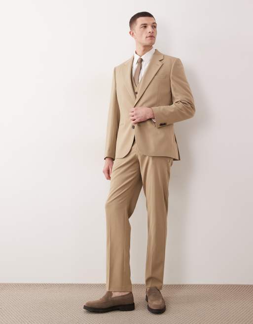 ASOS DESIGN - Traje color piedra de corte slim