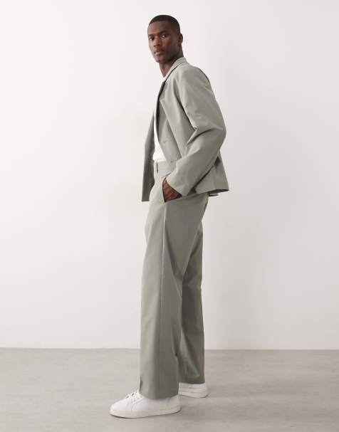 ASOS DESIGN - Traje verde de corte cuadrado y pernera ancha con textura acanalada - view 1
