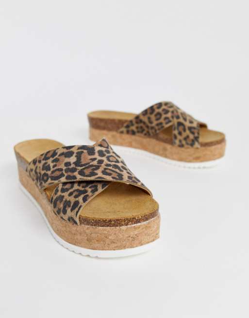 ASOS DESIGN Transaction leather flatforms in leopard | ASOS