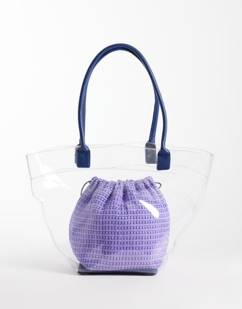 ASOS DESIGN transparante tote tas met lila binnenpouch - view 1