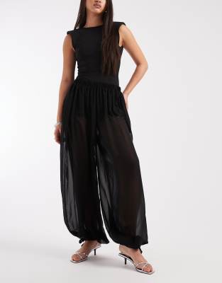 ASOS DESIGN - Transparente Ballonhose aus Chiffon in Schwarz