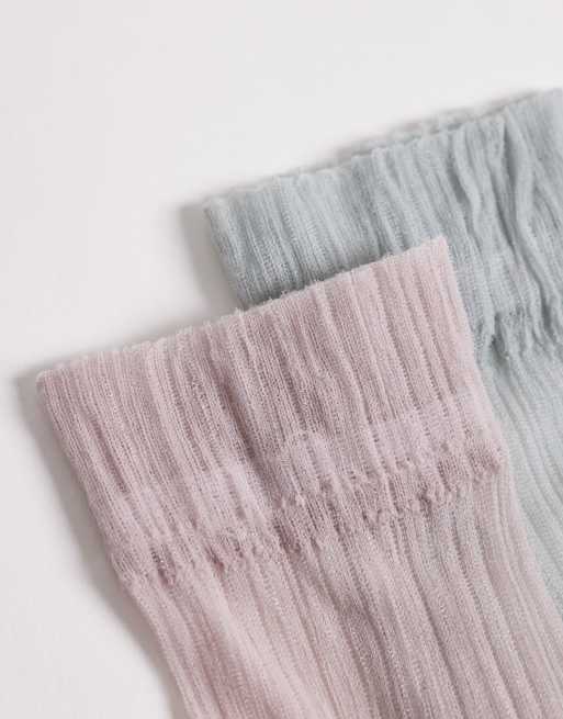 ASOS DESIGN – Transparente Knöchelsocken in Sanftgrau und Mauve, 2er-Pack, 2 von 3