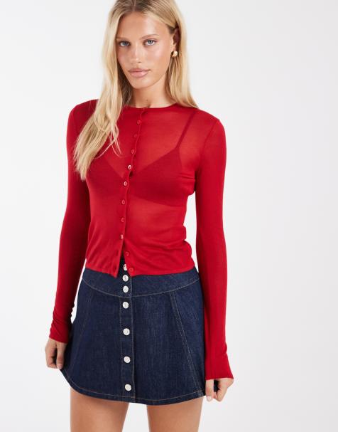 ASOS DESIGN transparenter Cardigan in Rot - view 1