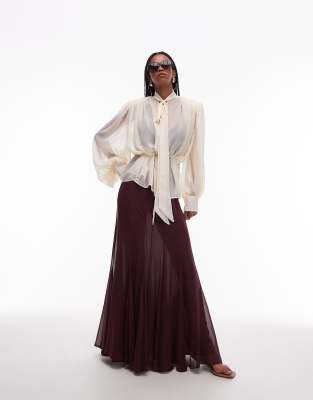 ASOS DESIGN - Transparenter Maxirock aus Chiffon in Pflaume mit Stoffbahnen-Lila