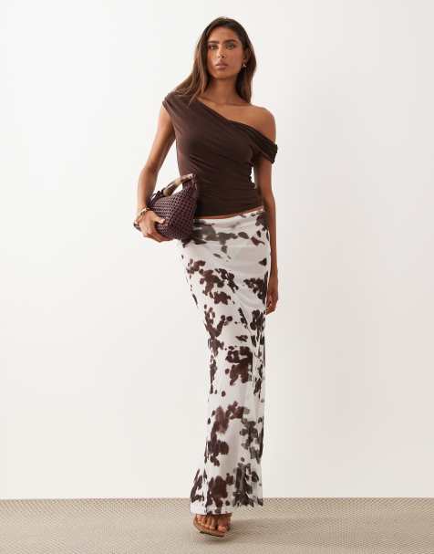 ASOS DESIGN – Transparenter Maxirock aus Netzstoff mit Kuhfellmuster - view 1