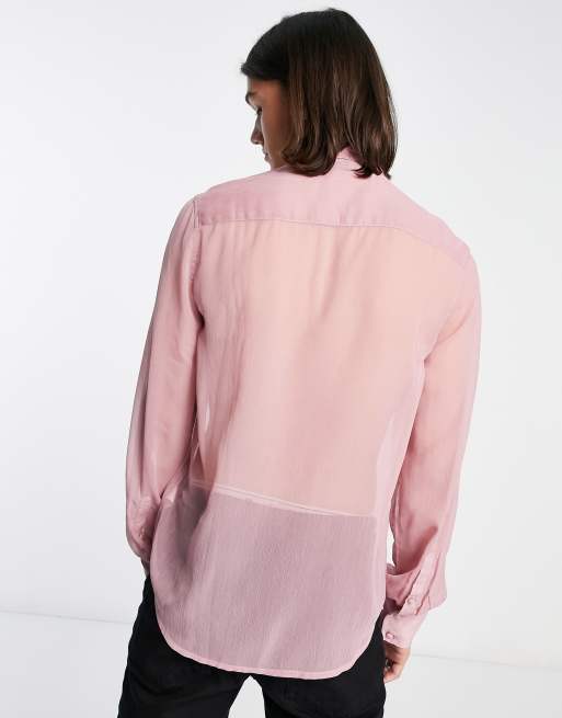 ASOS DESIGN – Transparentes Hemd in Rosa mit Blousonärmeln und gebundenem Ausschnitt , 2 von 4