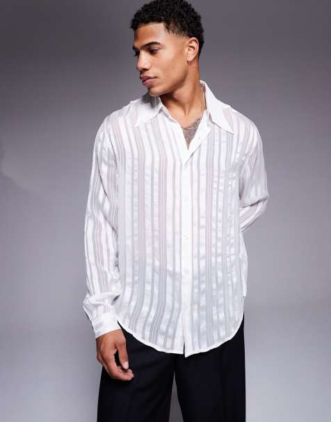 ASOS DESIGN – Transparentes Hemd in Weiß mit lockerem Schnitt - view 1