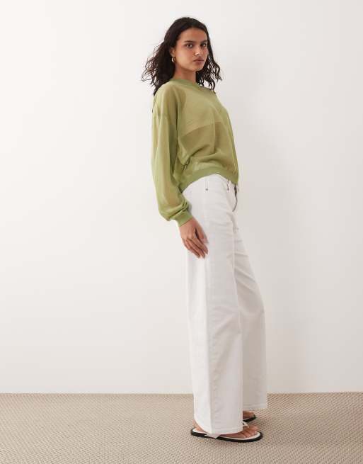 ASOS DESIGN – Transparentes, langärmliges Strickoberteil in Grün, 3 von 4