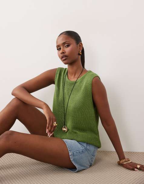 ASOS DESIGN – Transparentes Trägertop in A-Linie in Grün - view 1